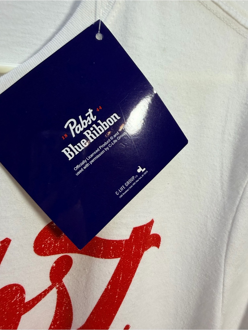 Pabst White Short-Sleeve Graphic Tee with Red & Blue Print - Picture 3 of 4